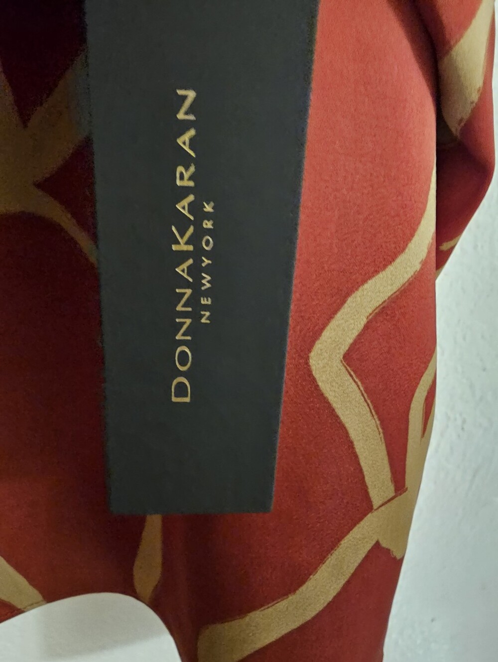 Donna Karan Rust-Brown Cami with Gold Botanical Print - Picture 5 of 5